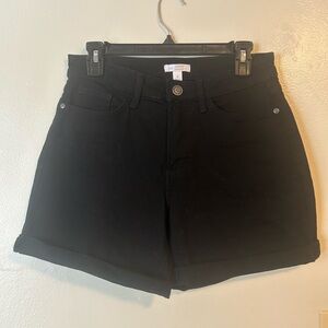 Soft Grunge Black Denim Shorts S 6 Gothic Punk Black Shorts Rolled Hem
